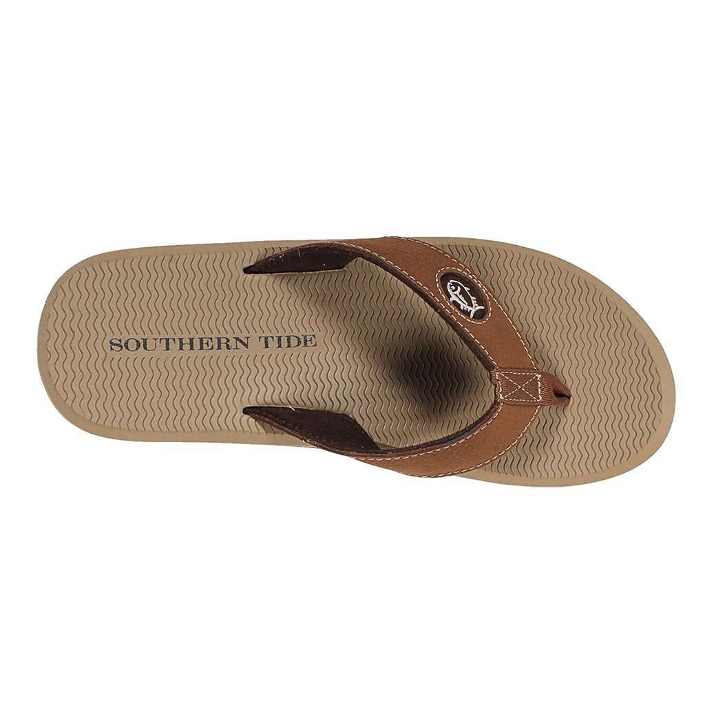 Men's Tumbled Leather Upper Flipjacks in Caramel by Southern Tide - Country Club Prep