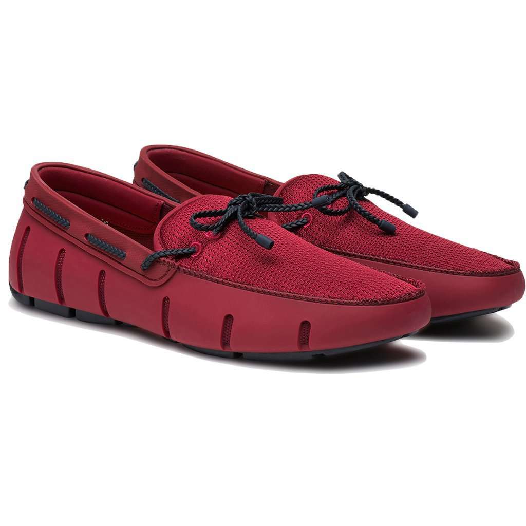 Men's Water Resistant Braided Lace Loafer in Deep Red & Navy by SWIMS - Country Club Prep