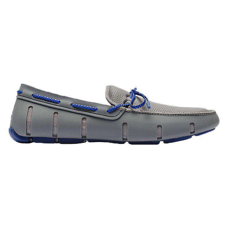 Men's Water Resistant Braided Lace Loafer in Gray/Blue by SWIMS - Country Club Prep