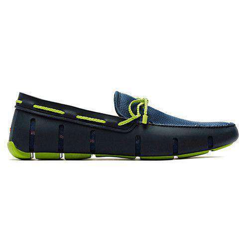 Men's Water Resistant Braided Lace Loafer in Navy/Green by SWIMS - Country Club Prep