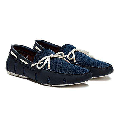 Men's Water Resistant Lace Loafer in Navy/White by SWIMS - Country Club Prep