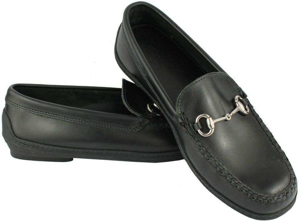 Men's Young Partner Bit Driving Shoes in Black Waxy with Matching Stitching by Country Club Prep - Country Club Prep