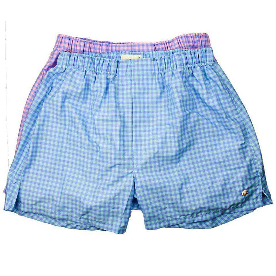 Boxer Twin Set in Aqua and Pink Check by Cotton Brothers - Country Club Prep