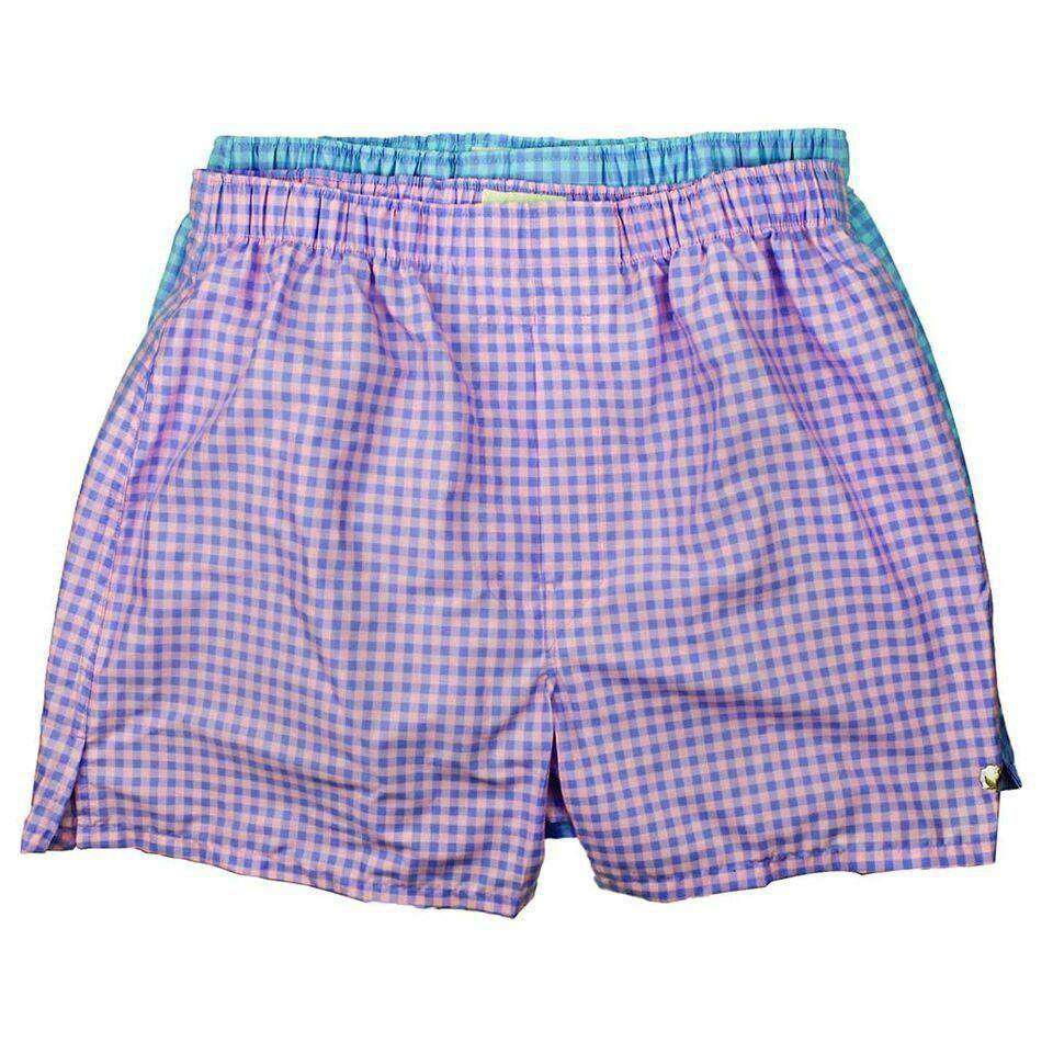 Boxer Twin Set in Aqua and Pink Check by Cotton Brothers - Country Club Prep