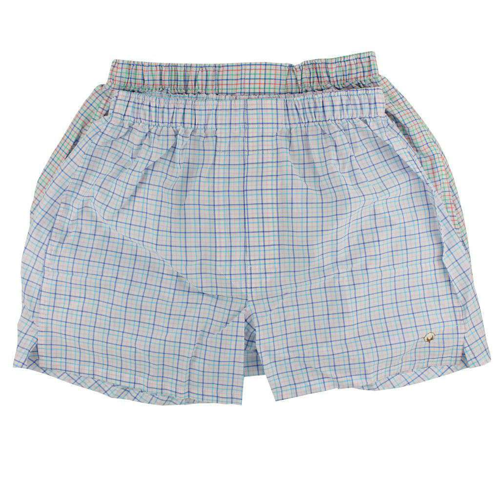 Boxer Twin Set in Aqua/Seafoam Multi-Check by Cotton Brothers - Country Club Prep