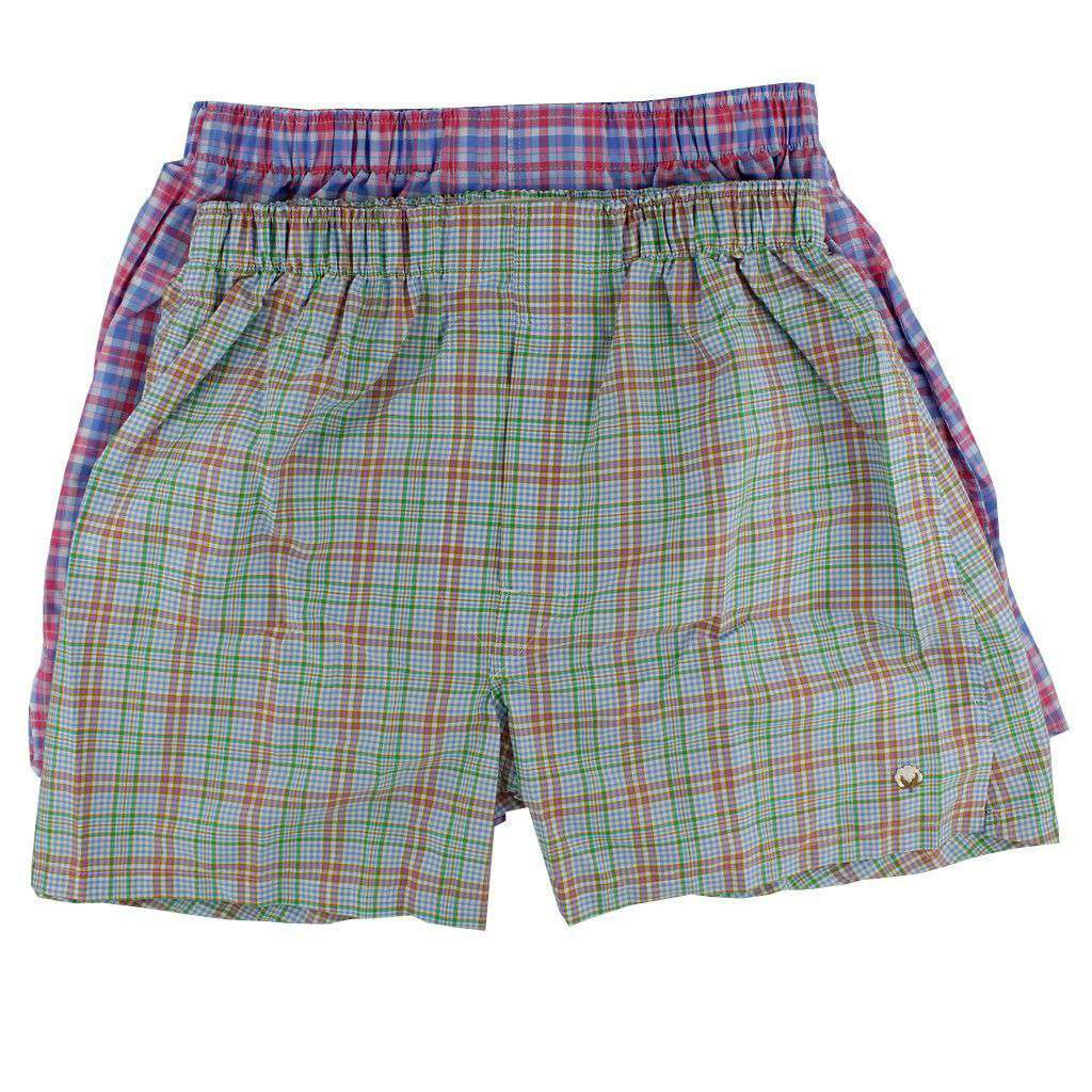 Boxer Twin Set in Pink/Blue Plaid by Cotton Brothers - Country Club Prep