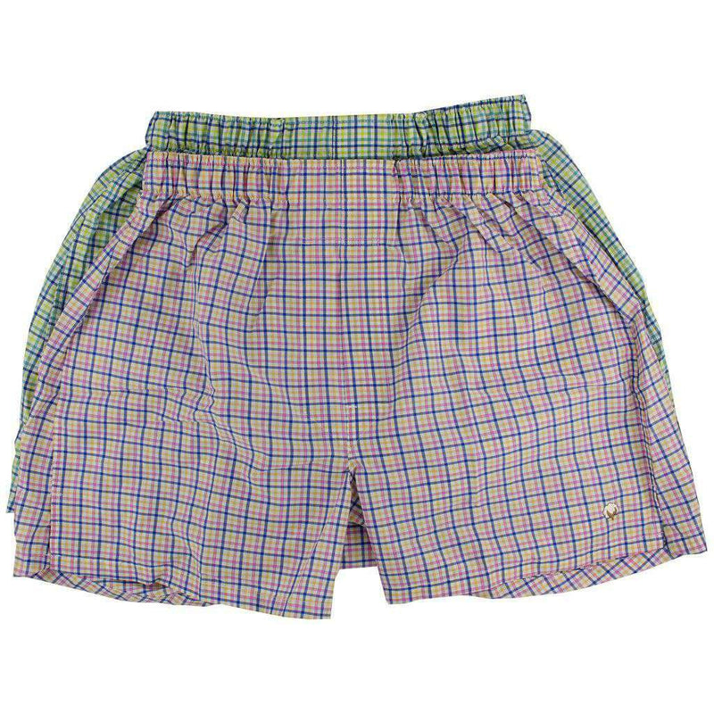 Boxer Twin Set in Pink/Green Multi-Check by Cotton Brothers - Country Club Prep