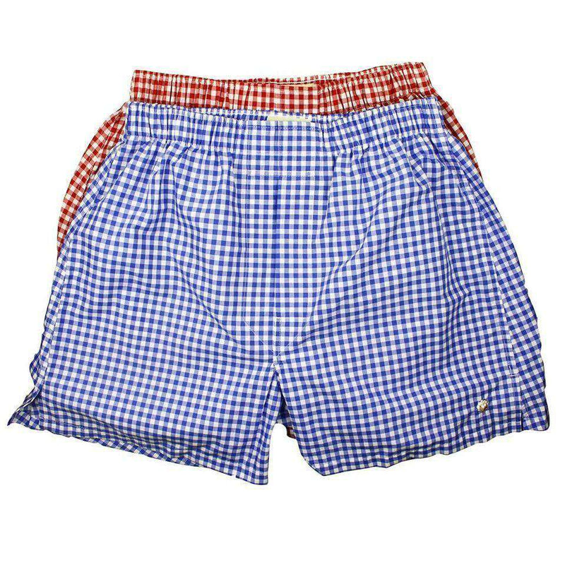 Boxer Twin Set in Royal and Crimson Check by Cotton Brothers - Country Club Prep