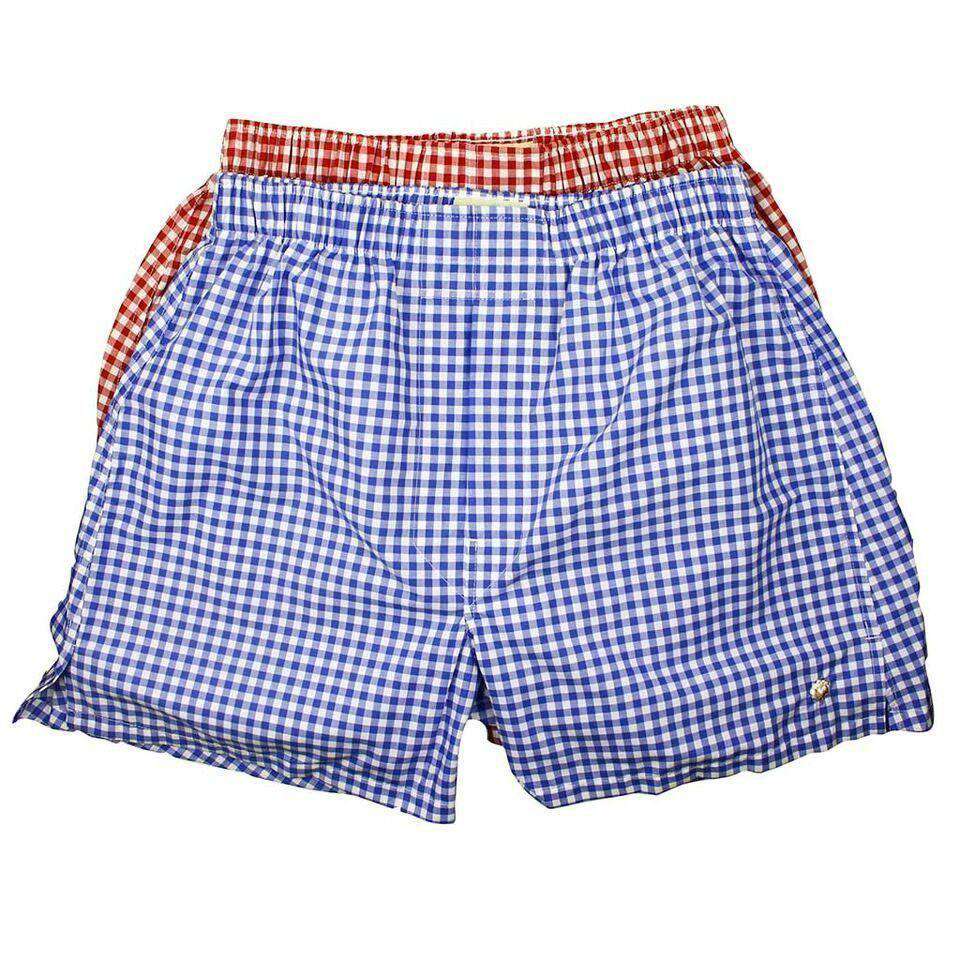 Boxer Twin Set in Royal and Crimson Check by Cotton Brothers - Country Club Prep