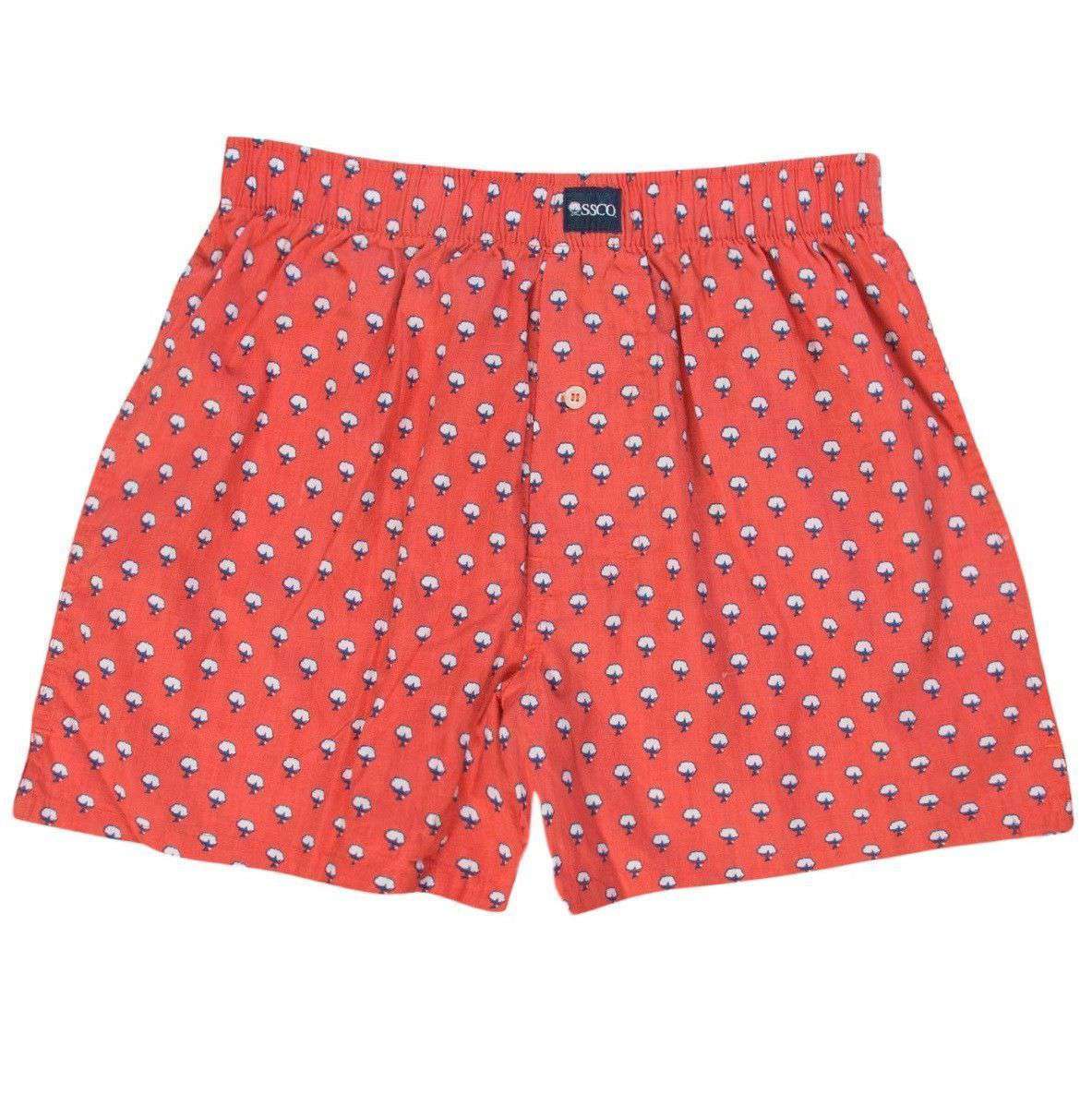 Cotton Club Boxers in Deep Sea Coral by The Southern Shirt Co. - Country Club Prep