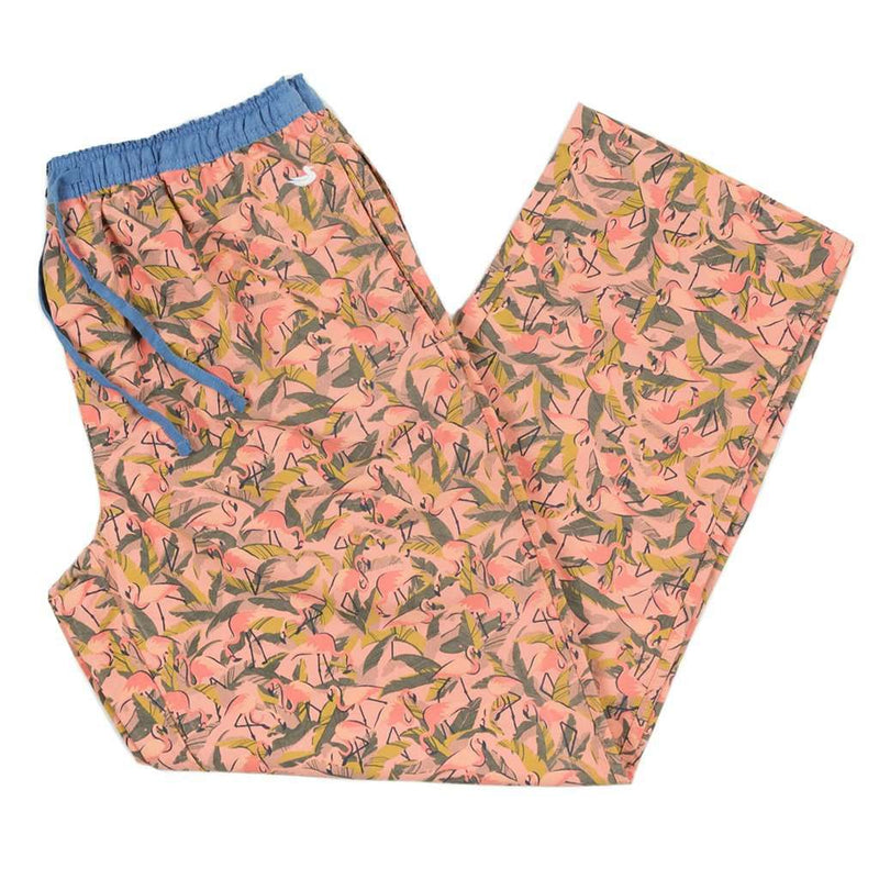 Flamingos Savannah Lounge Pant in Coral & Lime by Southern Marsh - Country Club Prep