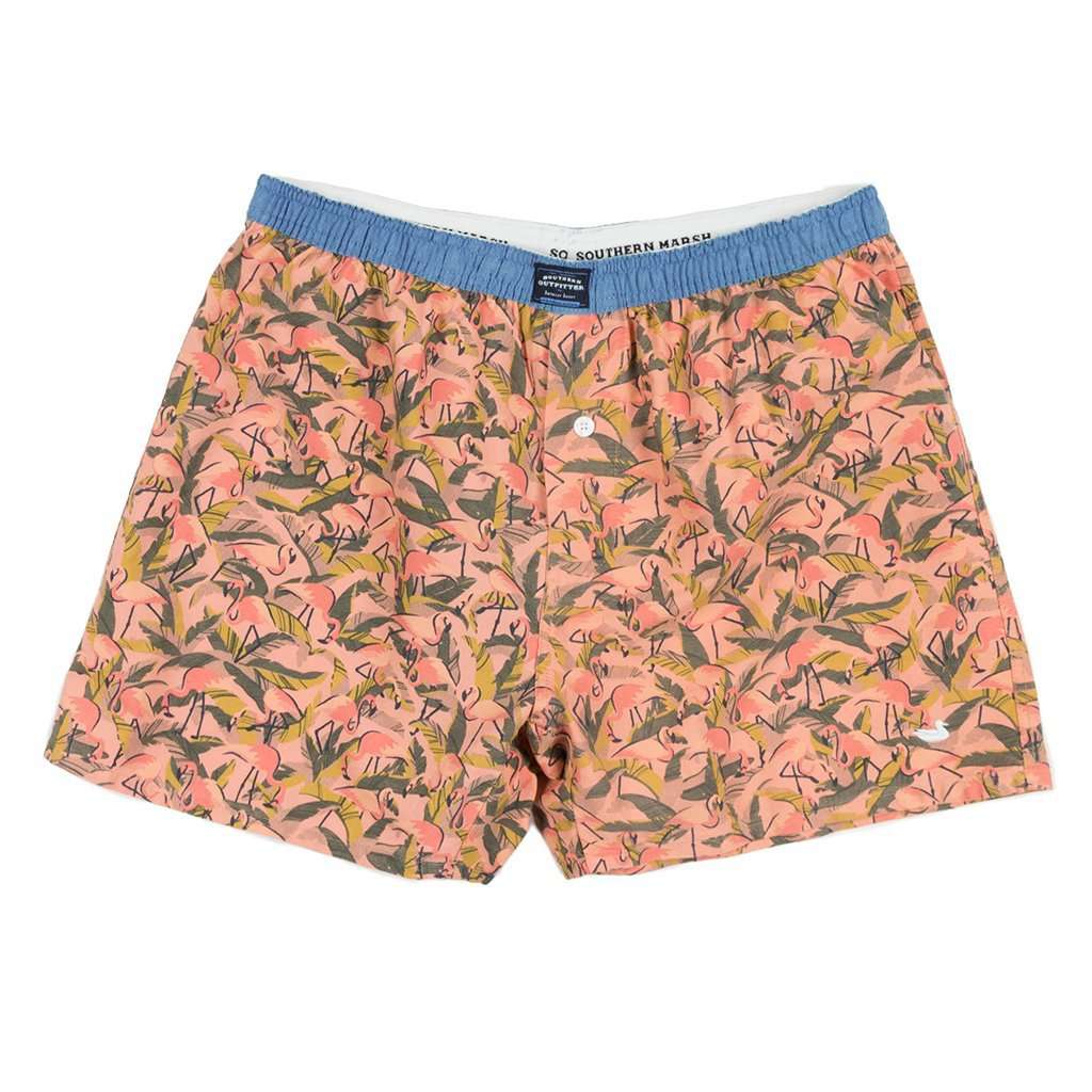 Hanover Flamingos Boxer in Coral & Lime by Southern Marsh - Country Club Prep