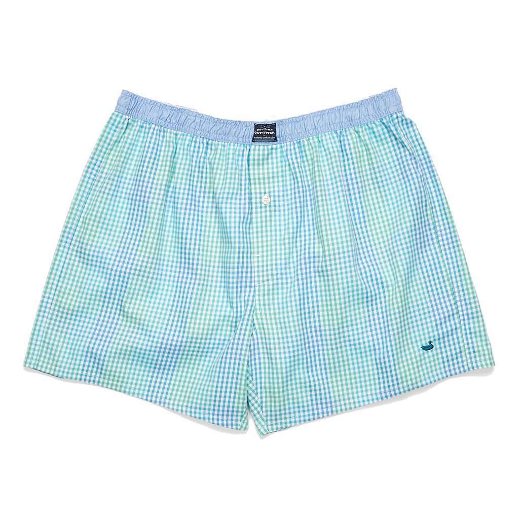 Hanover Gingham Boxers in Antigua Blue & Teal by Southern Marsh - Country Club Prep