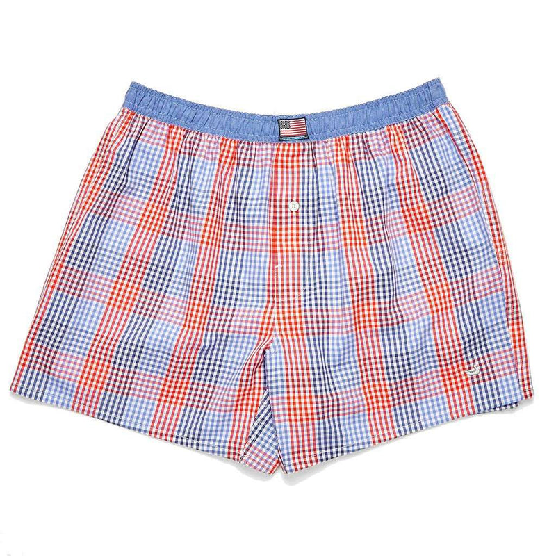 Hanover Gingham Boxers in Navy & Red by Southern Marsh - Country Club Prep