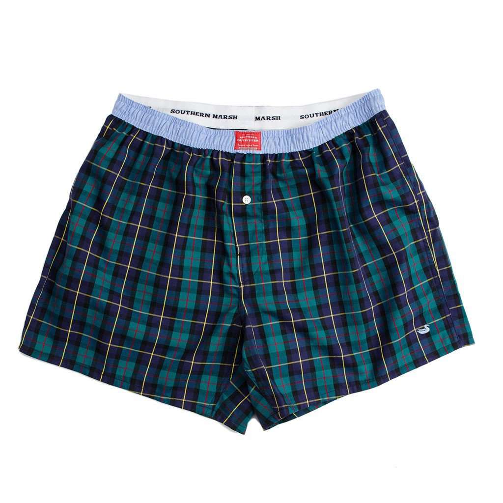 Hanover Oxford Boxers in Blue & Green Tartan by Southern Marsh - Country Club Prep