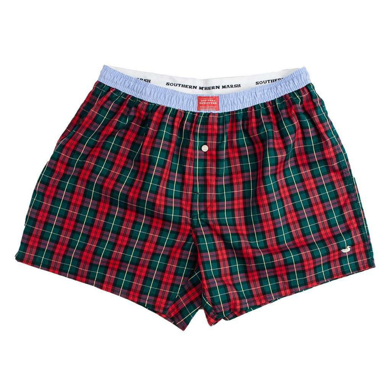Hanover Oxford Boxers in Red and Green Tartan by Southern Marsh - Country Club Prep