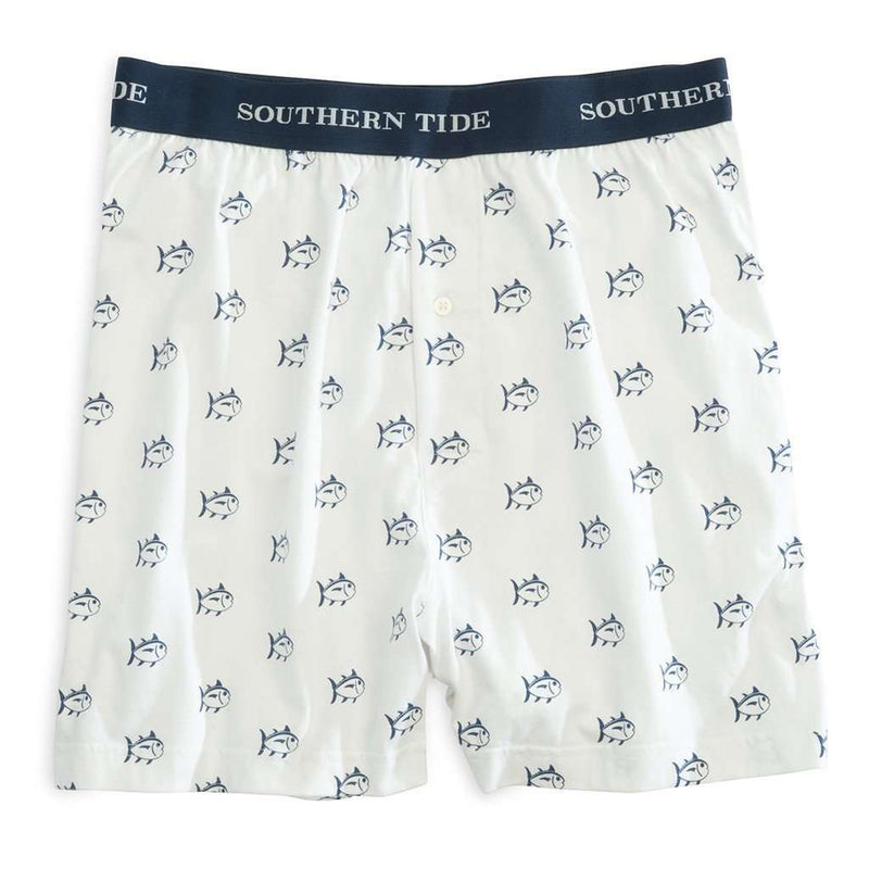 Jersey Knit Skipjack Boxer in Classic White by Southern Tide - Country Club Prep