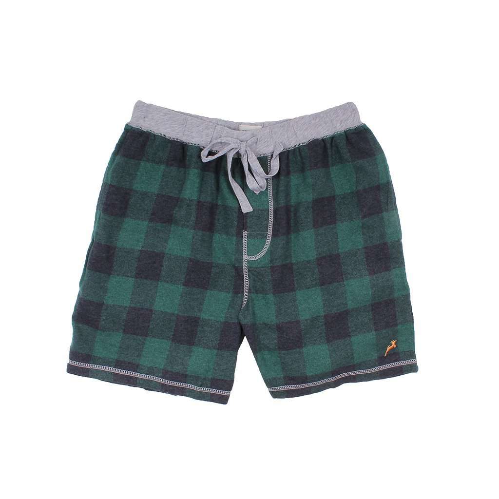 Melange Buffalo Check Flannel Boxer in Green by True Grit - Country Club Prep