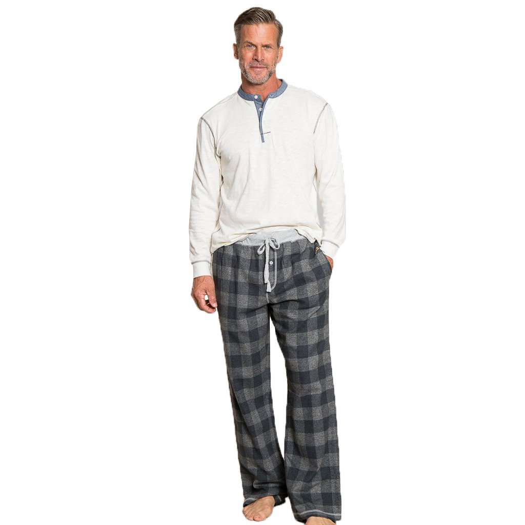 DNP - Melange Buffalo Check Flannel Pant in Charcoal by True Grit - Country Club Prep