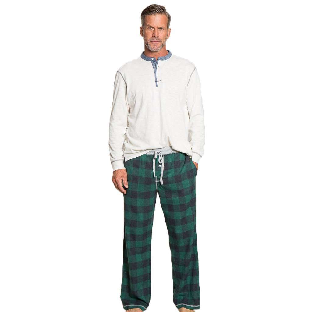 Melange Buffalo Check Flannel Pant in Green by True Grit - Country Club Prep