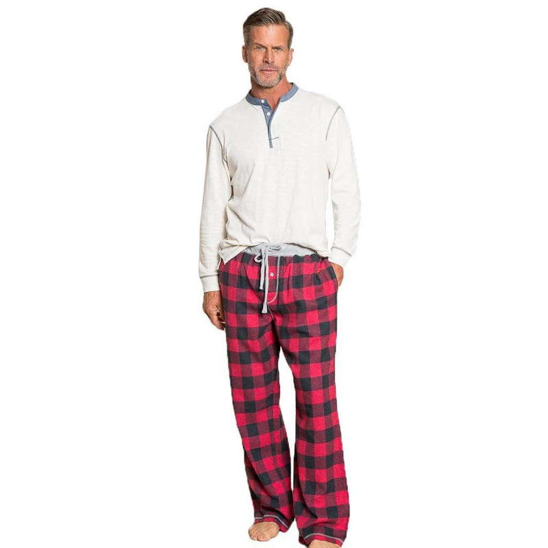 Melange Buffalo Check Flannel Pant in Red by True Grit - Country Club Prep