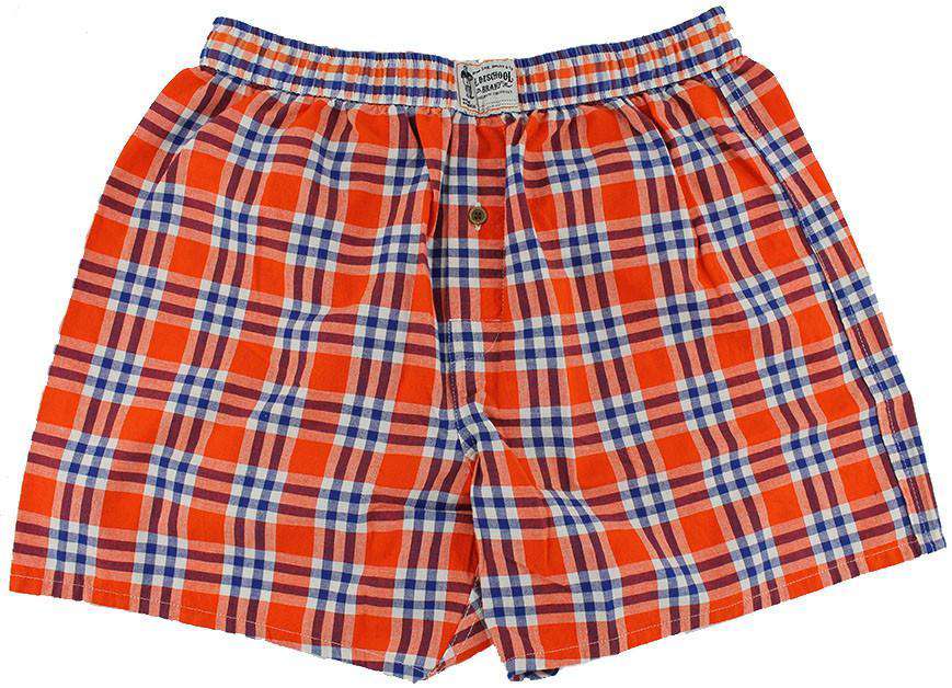 Men's Boxers in Orange and Blue by Olde School Brand - Country Club Prep