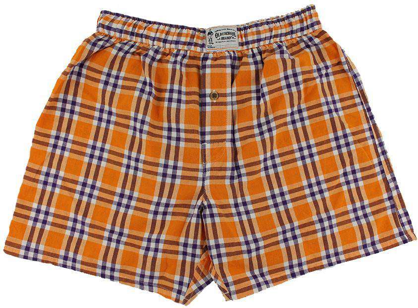 Men's Boxers in Orange and Navy by Olde School Brand - Country Club Prep
