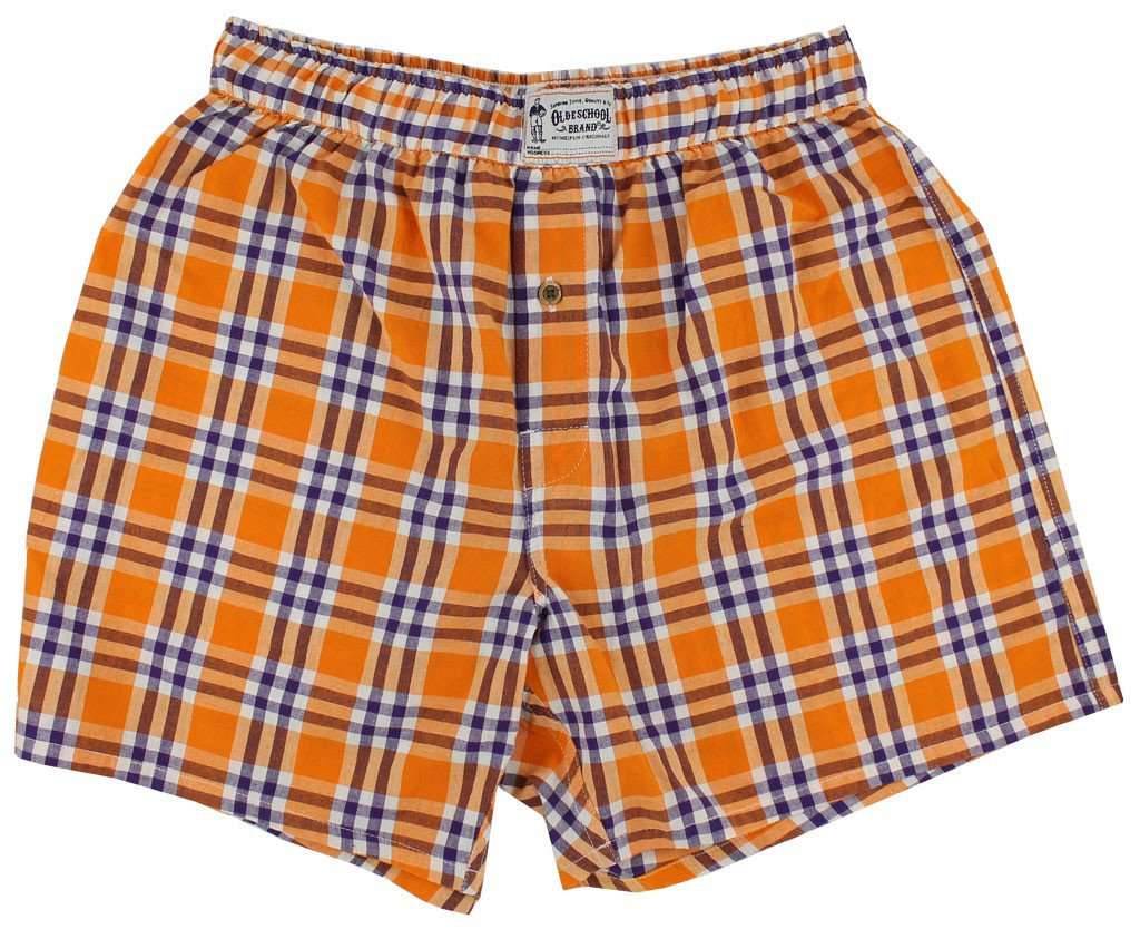 Men's Boxers in Orange and Purple by Olde School Brand - Country Club Prep