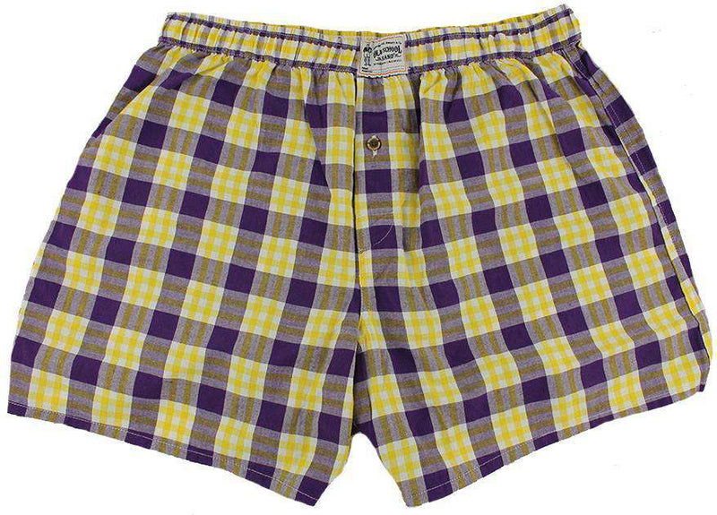 Men's Boxers in Purple and Yellow by Olde School Brand - Country Club Prep