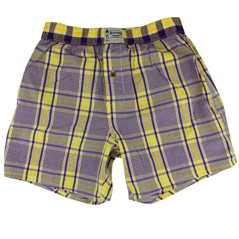 Men's Boxers in Yellow and Purple Plaid by Olde School Brand - Country Club Prep