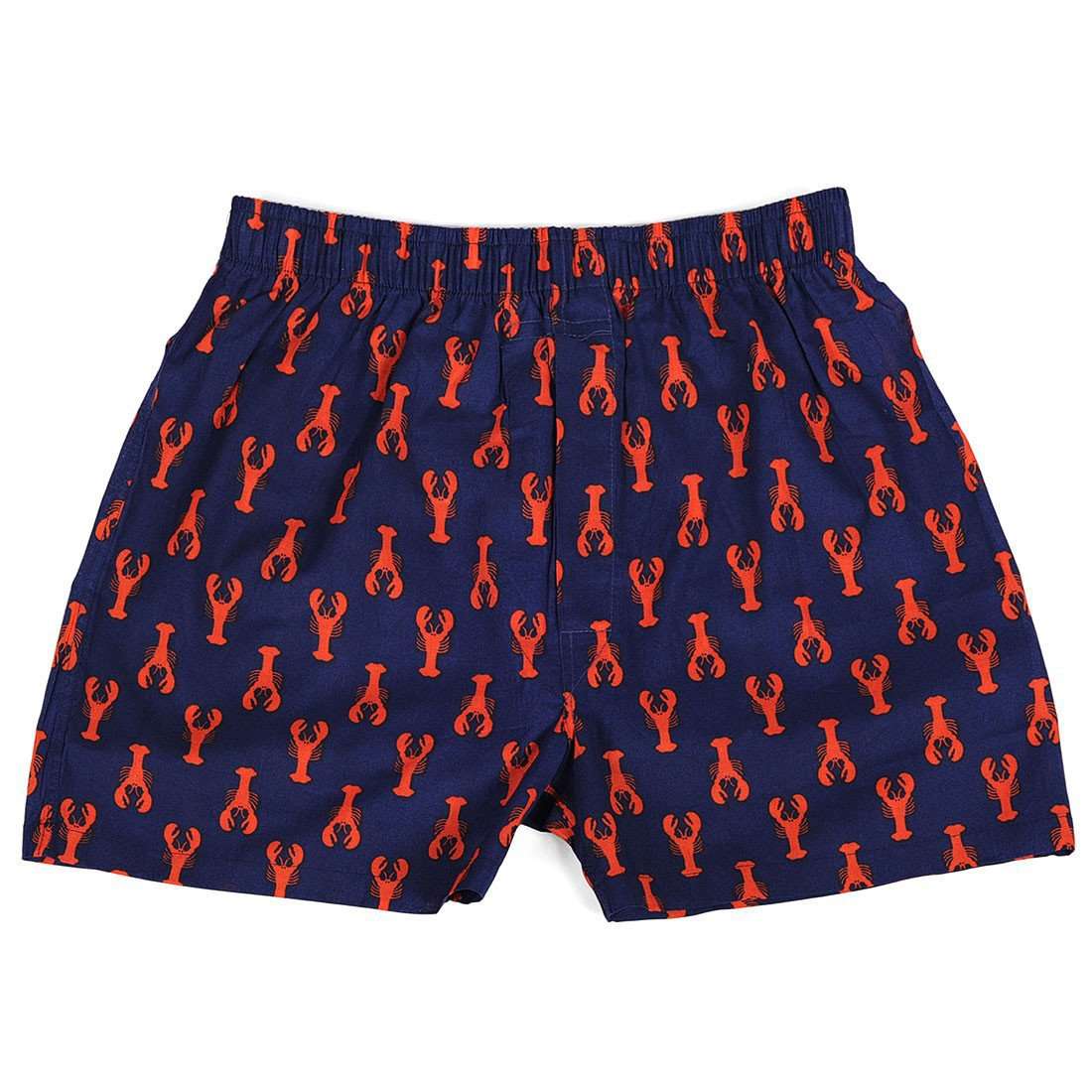 Men's Lobster Boxers in Navy by Malabar Bay - Country Club Prep