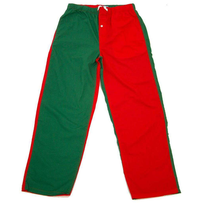 Sleeper Pants in Red and Green Panels by Castaway Clothing - Country Club Prep