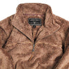 1/2 Zip Luxe Fleece Stripe Pullover in Beige and Dark Brown by True Grit - Country Club Prep