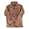1/2 Zip Luxe Fleece Stripe Pullover in Beige and Dark Brown by True Grit - Country Club Prep