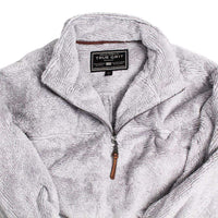 1/2 Zip Luxe Fleece Stripe Pullover in Grey and White by True Grit - Country Club Prep