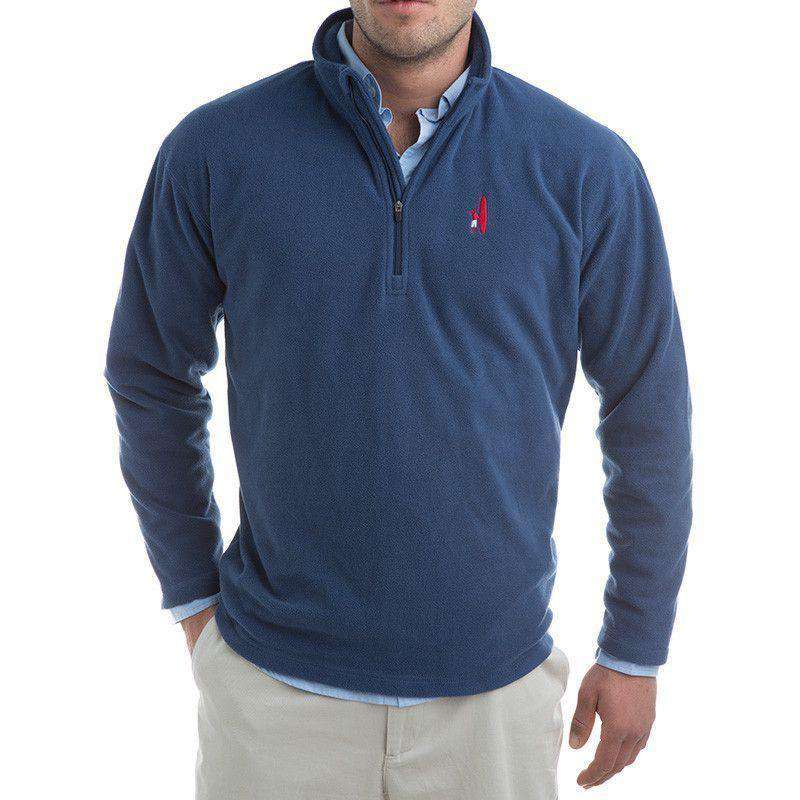 1/4 Zip Fleece Pull-Over Fleece in Depth Blue by Johnnie-O - Country Club Prep
