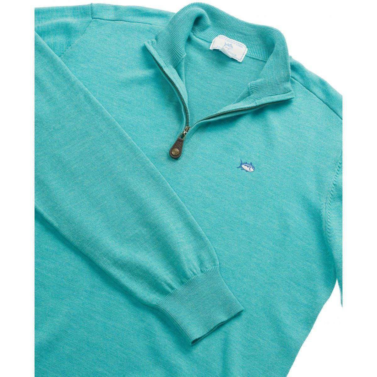 1/4 Zip Merino Pullover in Haint Blue by Southern Tide - Country Club Prep