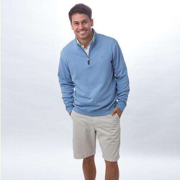 1/4 Zip Pullover in La Jolla Light Blue by Johnnie-O - Country Club Prep