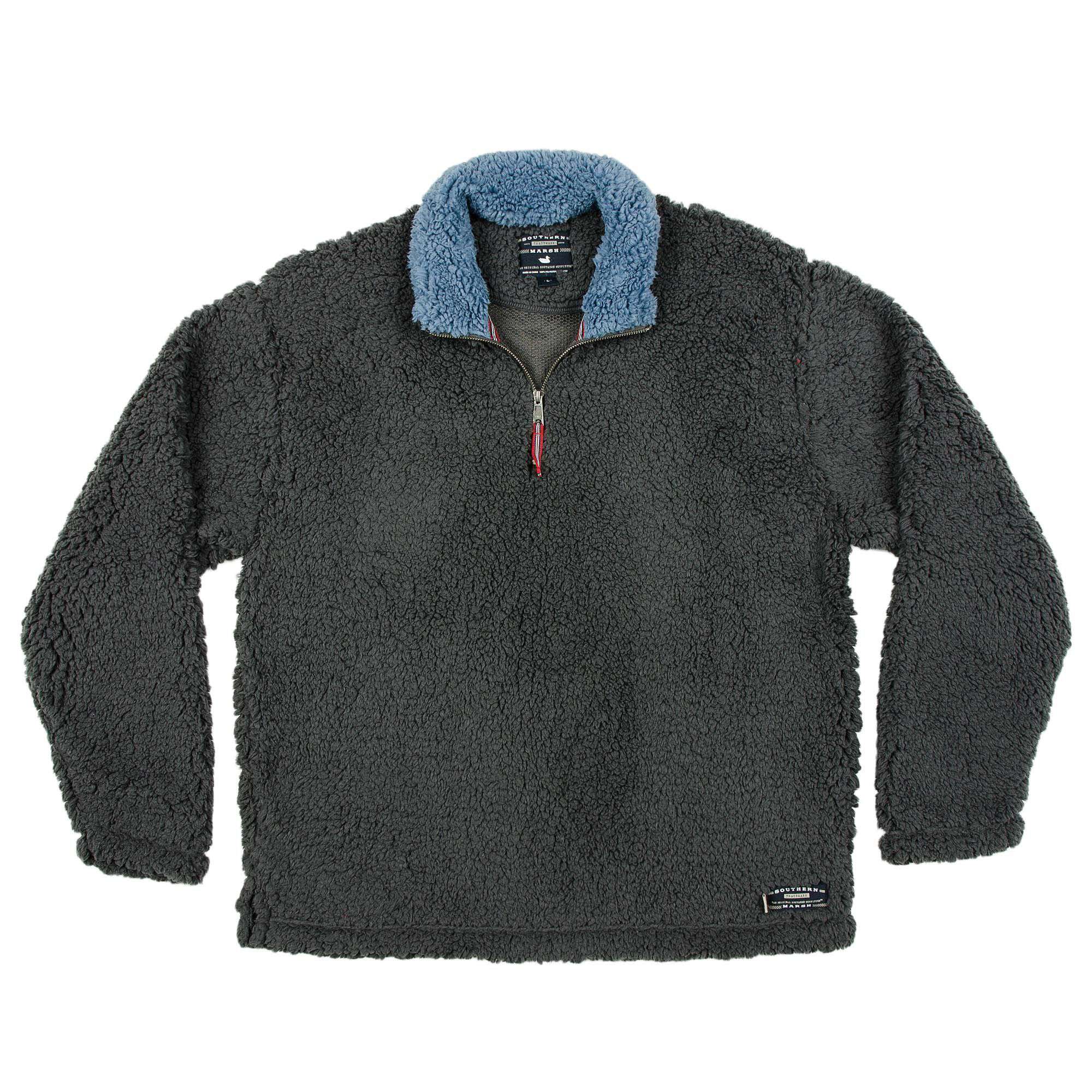 Appalachian Pile Pullover 1/4 Zip in Midnight Grey by Southern Marsh - Country Club Prep