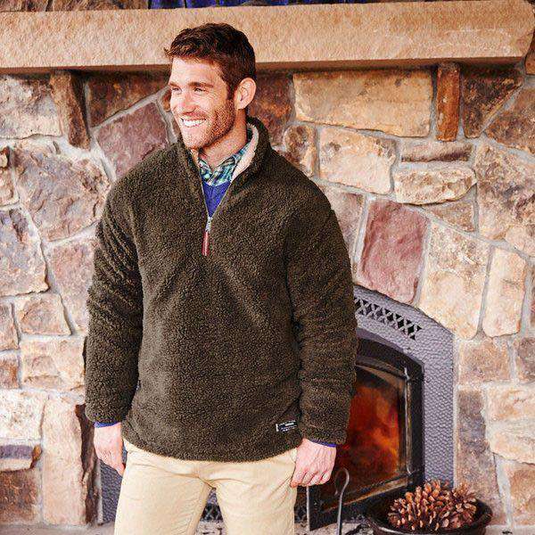 Appalachian Pile Pullover 1/4 Zip in Stone Brown by Southern Marsh - Country Club Prep