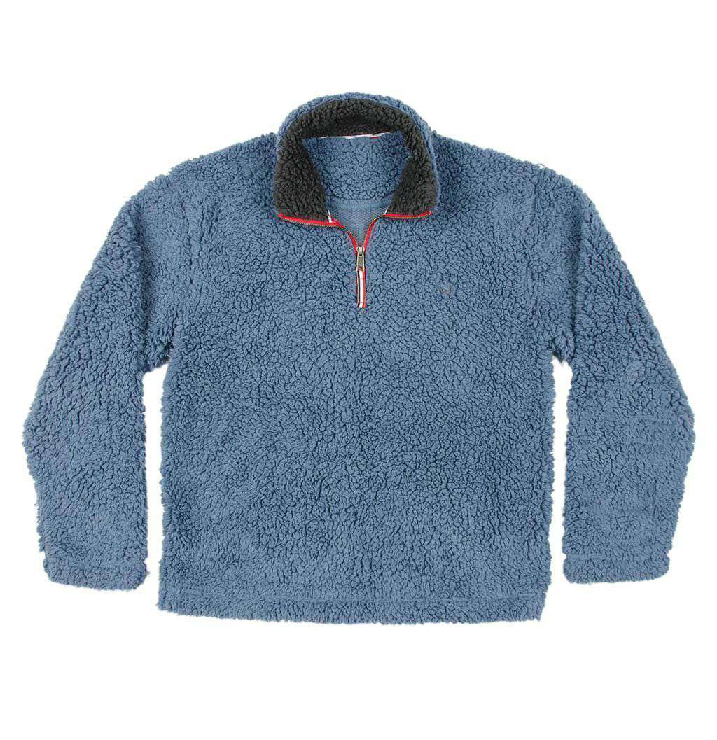 Appalachian Pile Pullover 1/4 Zip in Washed Blue by Southern Marsh - Country Club Prep