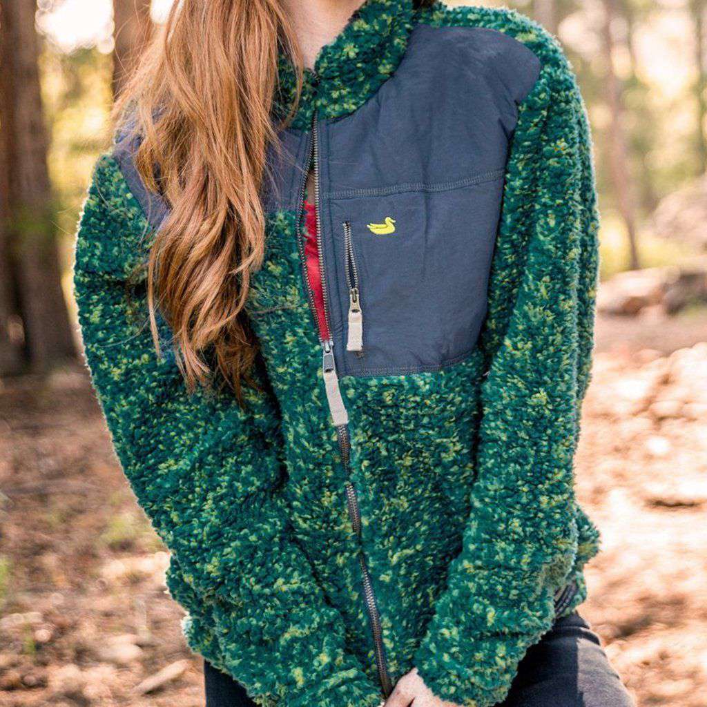 Blue Ridge Sherpa Jacket in Dark Green and Mustard by Southern Marsh - Country Club Prep