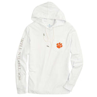 Clemson University Long Sleeve Gameday Hoodie Tee in White by Southern Tide - Country Club Prep