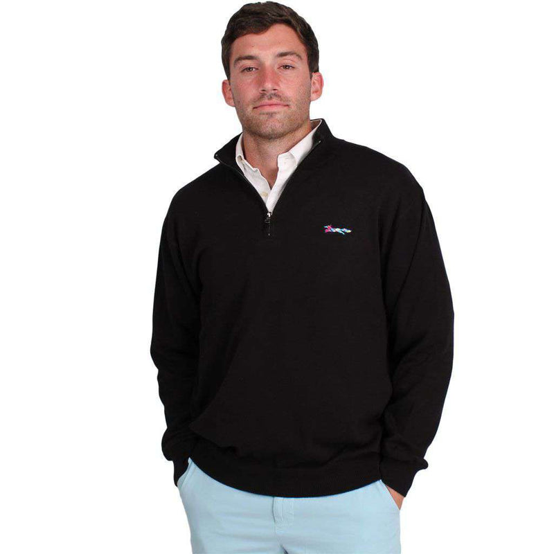 Cotton 1/4 Zip Sweater in Black by Country Club Prep - Country Club Prep
