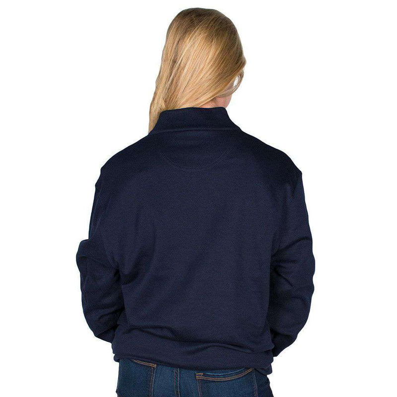Cotton 1/4 Zip Sweater in Navy by Country Club Prep - Country Club Prep