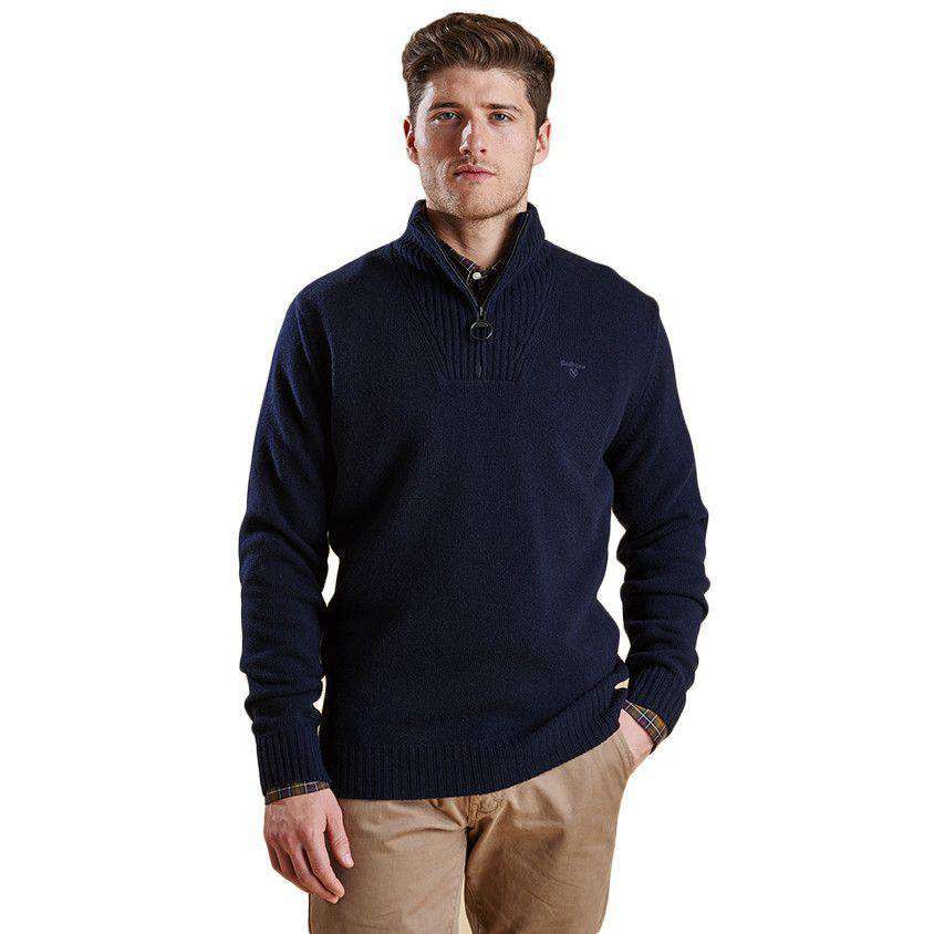 Essential Lambswool Half Zip Pullover in Navy by Barbour - Country Club Prep