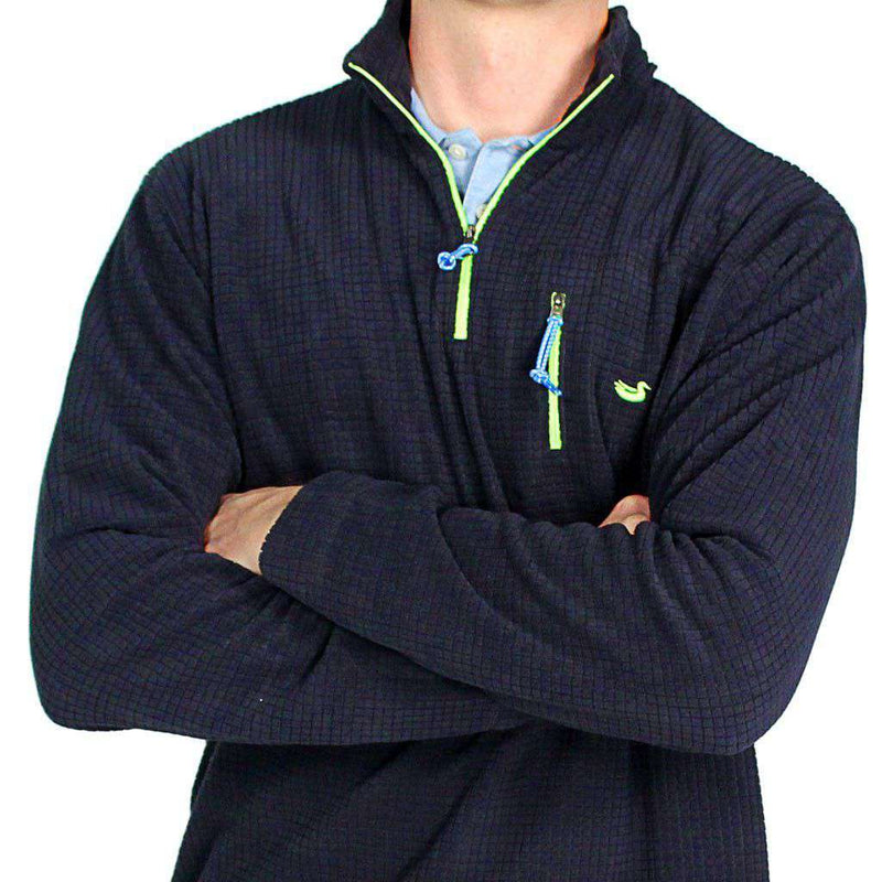 FieldTec Dune Pullover in Navy with Electric Lime by Southern Marsh - Country Club Prep