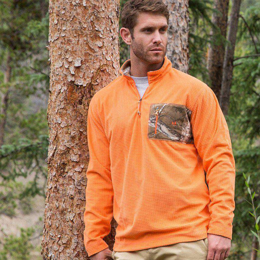 FieldTec Dune Pullover in Orange with Camo Pocket by Southern Marsh - Country Club Prep