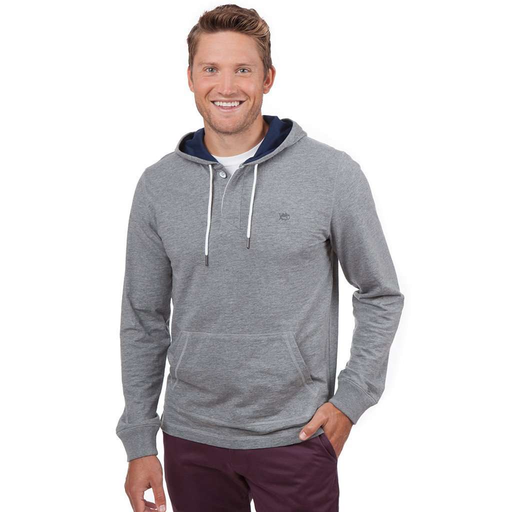 Heathered Skipjack Hoodie in Grey by Southern Tide - Country Club Prep