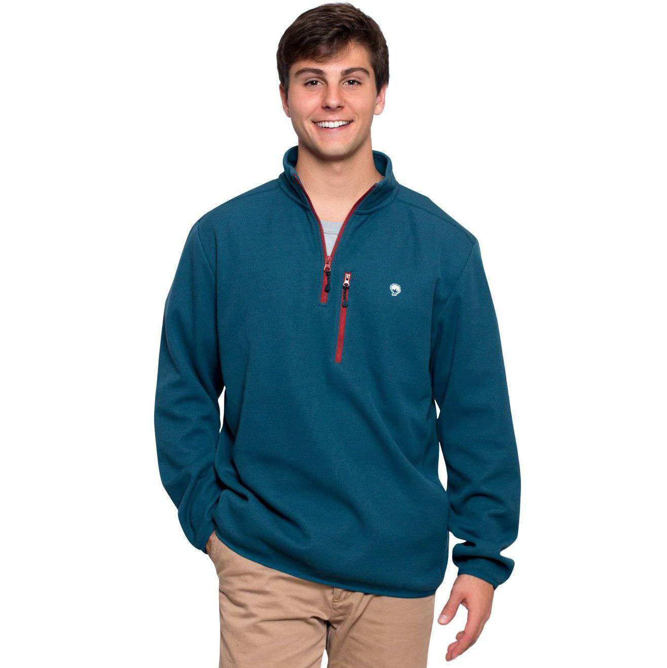Keeler 1/4 Zip Pullover in Indian Teal by The Southern Shirt Co. - Country Club Prep